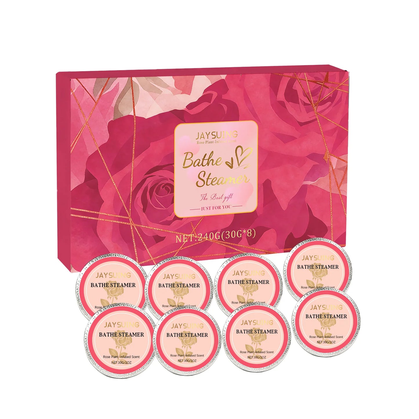 Jaysuing Rose Shower Aromatherapy Tablets for Relaxation Peaceful Pleasures Health and Wellness 8pcs Boxed ROSE