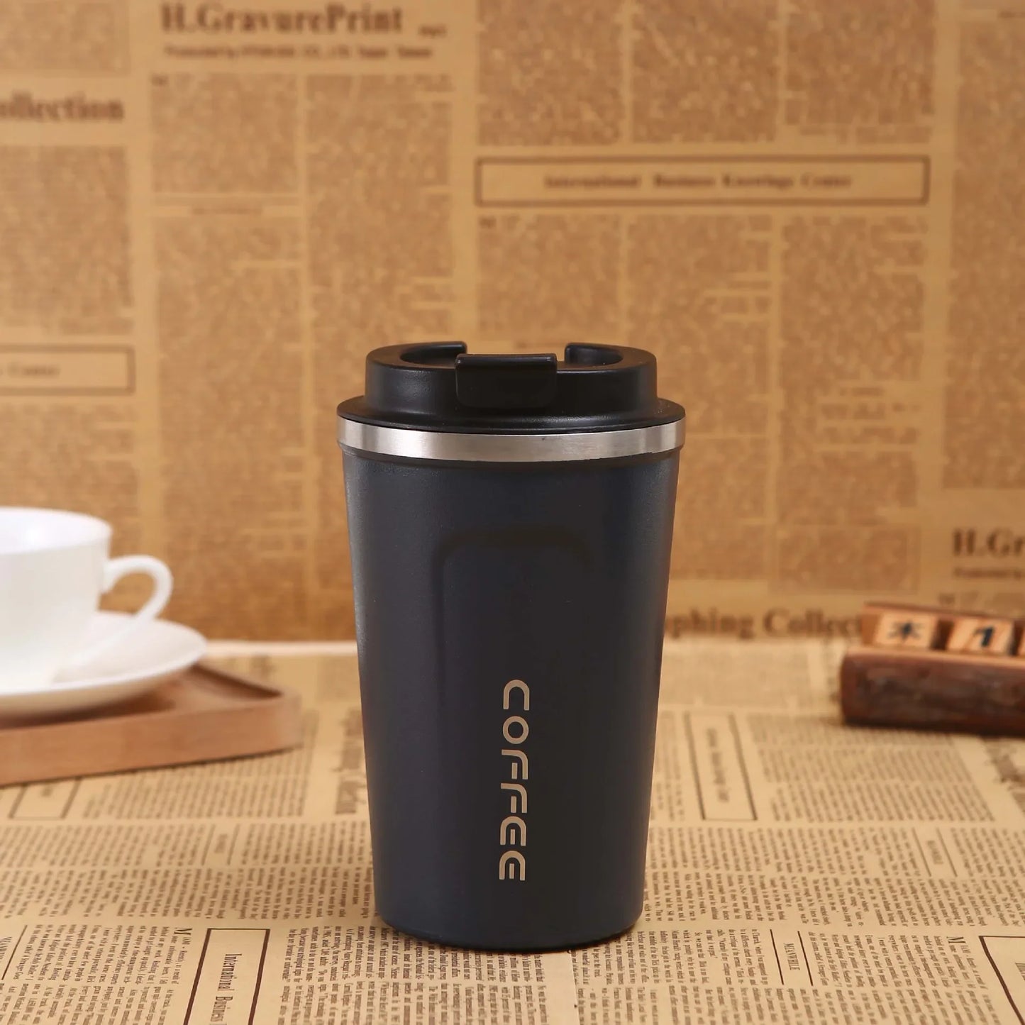 Hot 380/510ML Thermo Cafe Leak_Proof Travel Thermo Cup Double Stainless Steel for Tea Water Coffee Coffee Mug Car Thermos Mug Peaceful Pleasures Health and Wellness 380ML Blue as picture show
