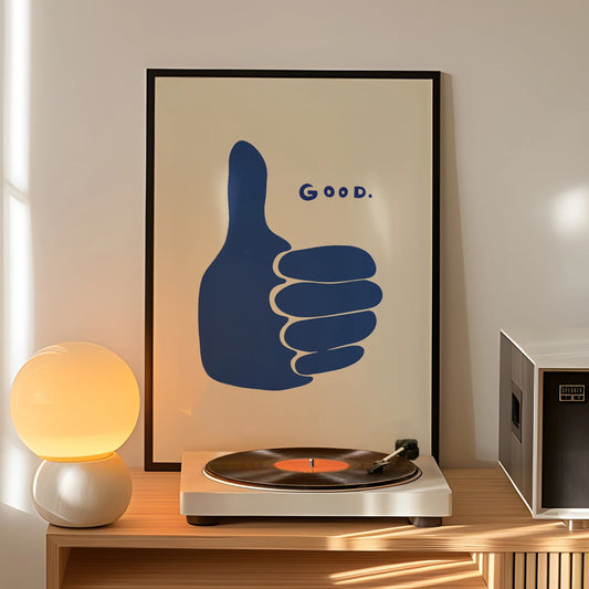 1pc Retro Thumbs Up Blue Wall Art Prints Canvas Painting Poster Picture For Living Bed Kids Room Home Decor Peaceful Pleasures Health and Wellness G2629-1 30x40cm Unframed