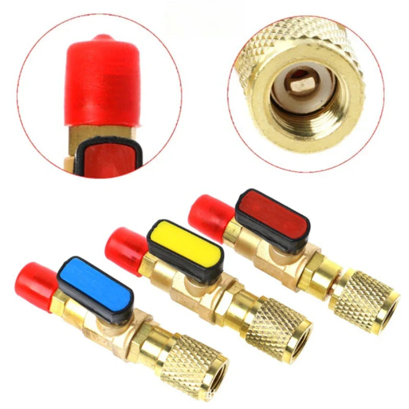 1/4" SAE Brass Ball Valve for R22 Refrigerant AC Systems