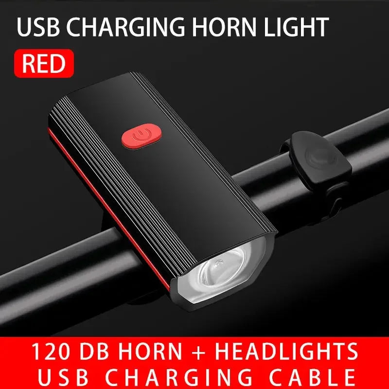 Solar Bike Light with 120dB Horn | USB-C Rechargeable LED MTB