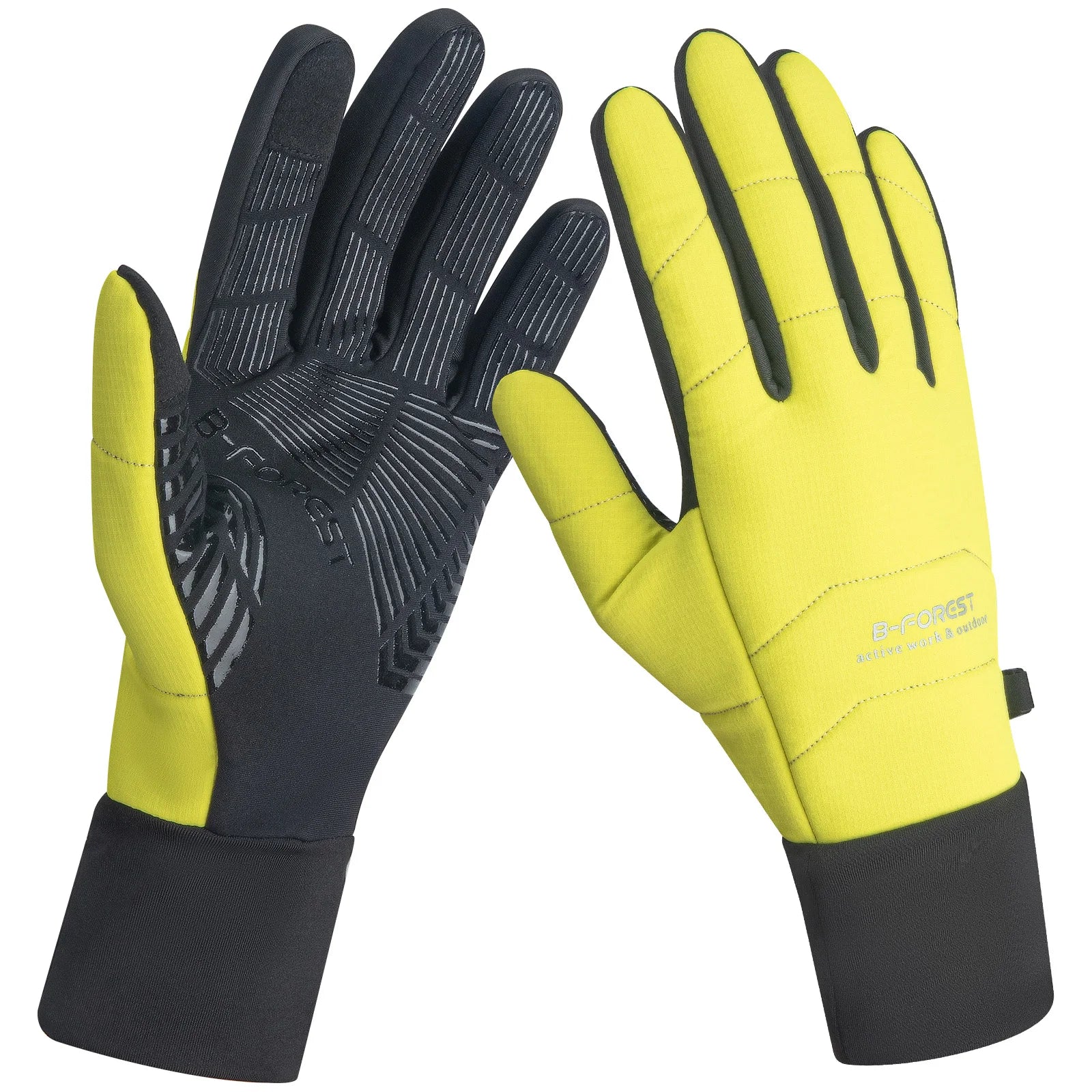 1pair Fall Winter Thermal Gloves for Men & Women - Non-Slip Grip, Cold Weather Outdoor Sports Gloves for Biking, Running, Skiing Peaceful Pleasures Health and Wellness Fluorescent Green S