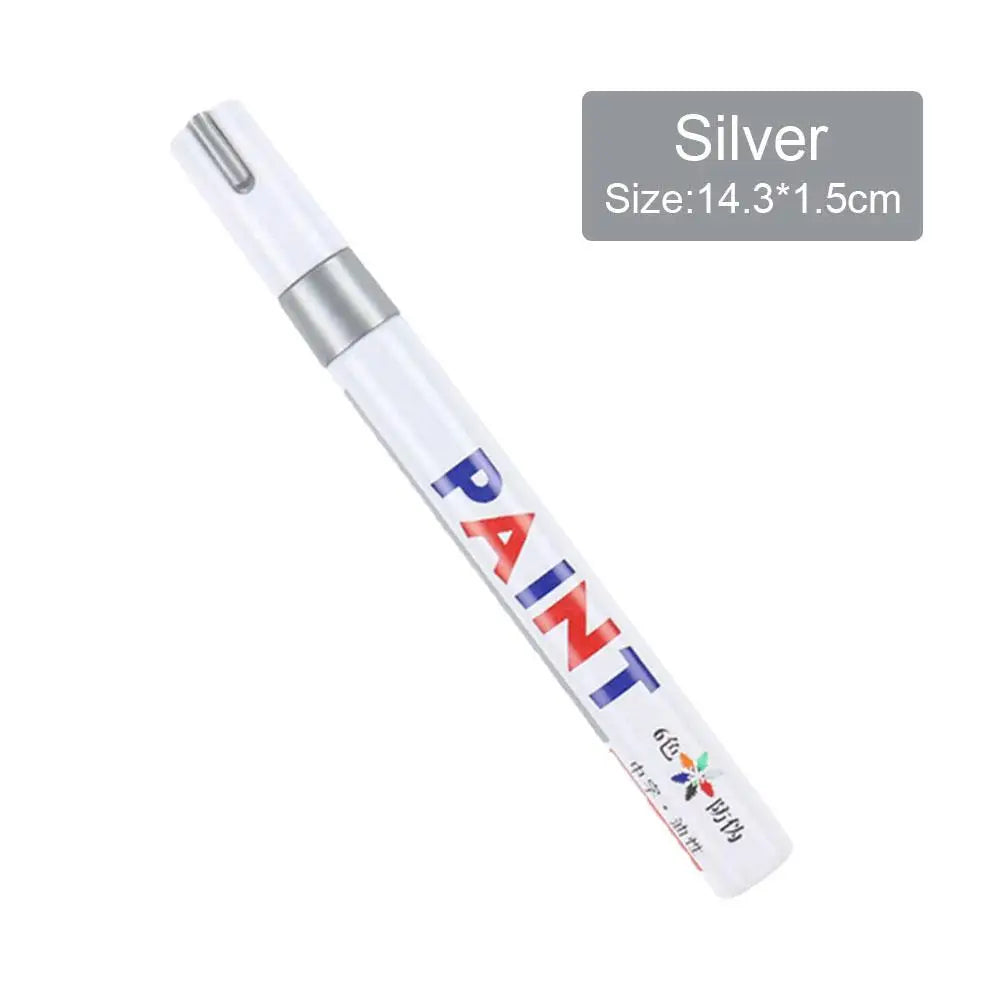 Color Waterproof Cars Wheel Tire Oily Mark Pen Auto Rubber Tyre Paint Pen Cd Metal Permanent Paint Marker Graffiti Touch Up Peaceful Pleasures Health and Wellness Silver