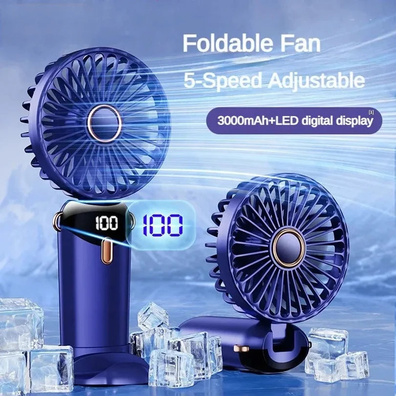 USB Rechargeable Neck Fan – 5-Speed Foldable Portable Fan