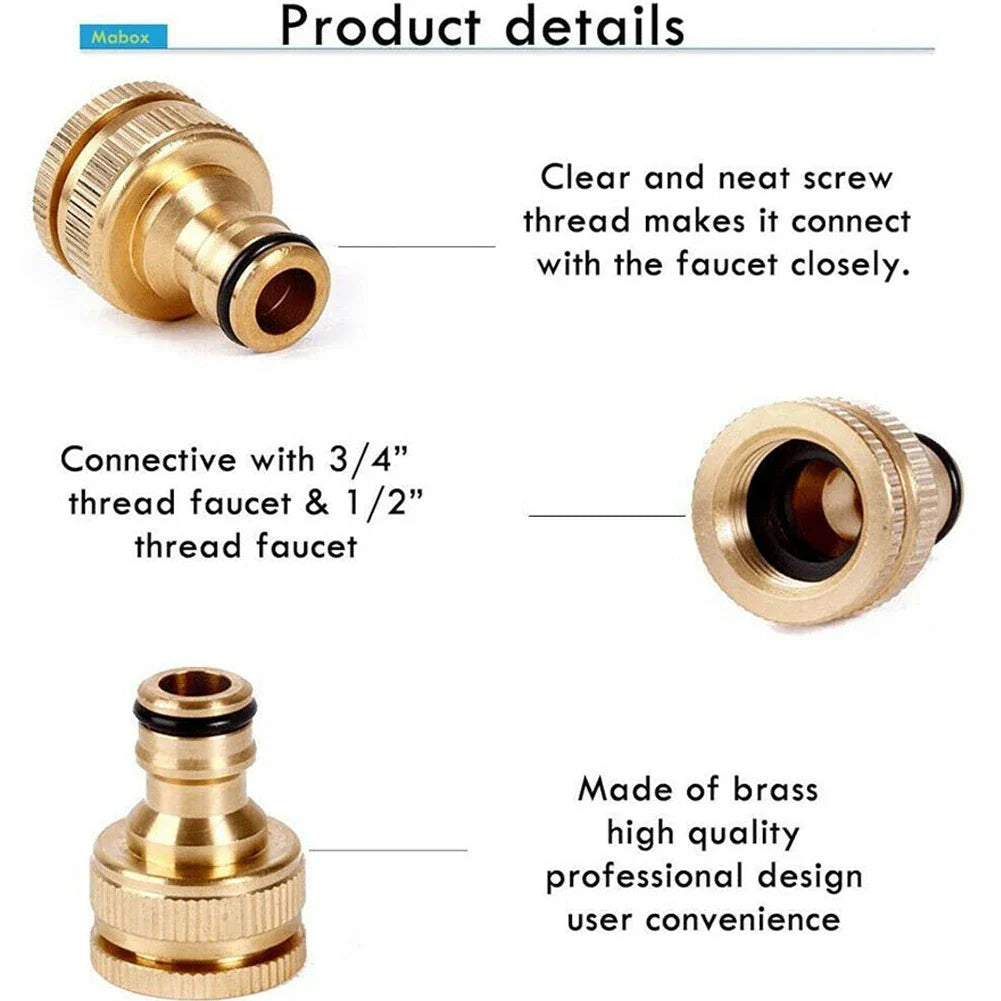 G3/4 to G1/2 Brass Hose Tap Quick Connector | Garden Fitting