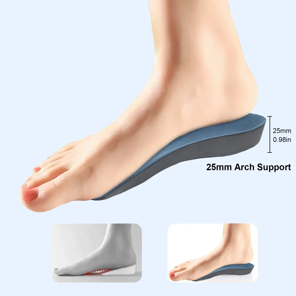 3/4 Length Plantar Fasciitis Fallen Arches Insoles Comfort Shoe Inserts for Flat Feet, Heel Pain Relief, Over Pronation, Walking Peaceful Pleasures Health and Wellness