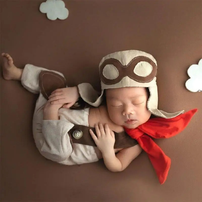 Newborn Photography Props Romper Hat & Glasses Set | 0–1M