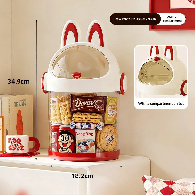 Adorable Transparent Cartoon Storage Container with Lid Dustproof Toy Organizer Bin for Kids Desk Collectible Figures Peaceful Pleasures Health and Wellness Red C