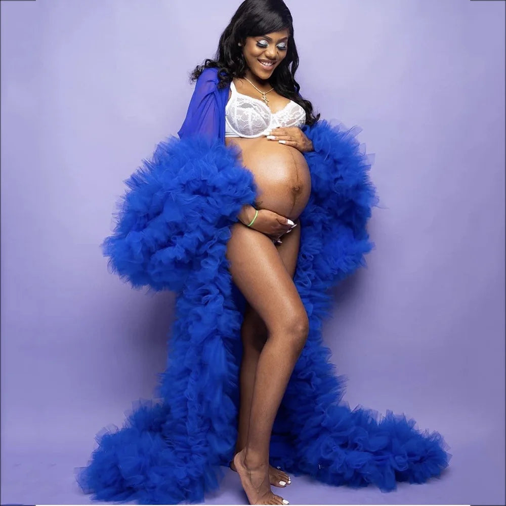 Deep V-Neck Lace Feather Maternity Gown | Photo Shoot Dress Maternity Photography Dress Peaceful Pleasures Health and Wellness