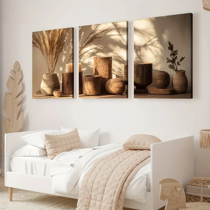 3-Piece Minimalist Floral Canvas Wall Art Set – Unframed Prints Canvas Wall Art Peaceful Pleasures Health and Wellness