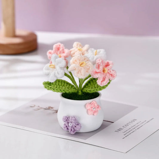 Mini Handmade Crochet Flowers Sunflower Tuilp Flowers Birthday Gift Knitted Flower Pot Decor Desktop Woven Graduation Gift Peaceful Pleasures Health and Wellness Not Forget Me