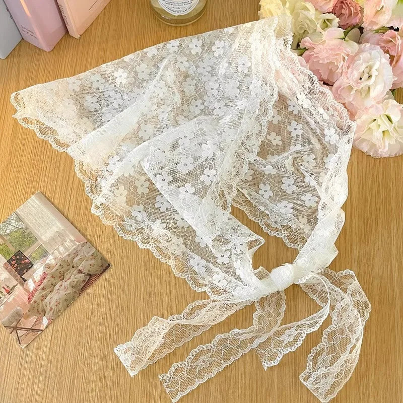 French Retro Lace Triangle Scarf – Hair Bandana & Waistband