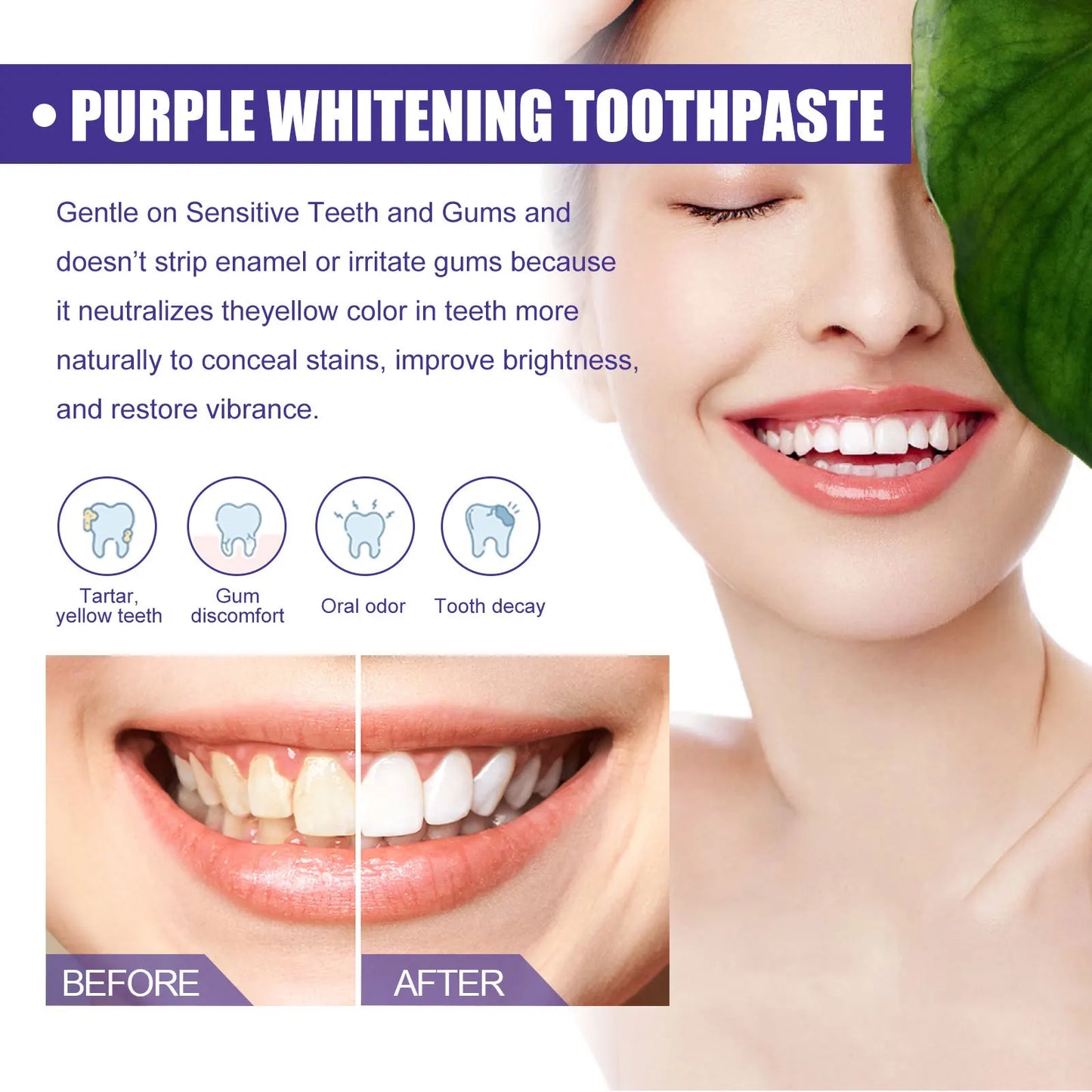 Eelhoe Purple Whitening Toothpaste | Remove Plaque & Stains 30ml Whitening Toothpaste Peaceful Pleasures Health and Wellness