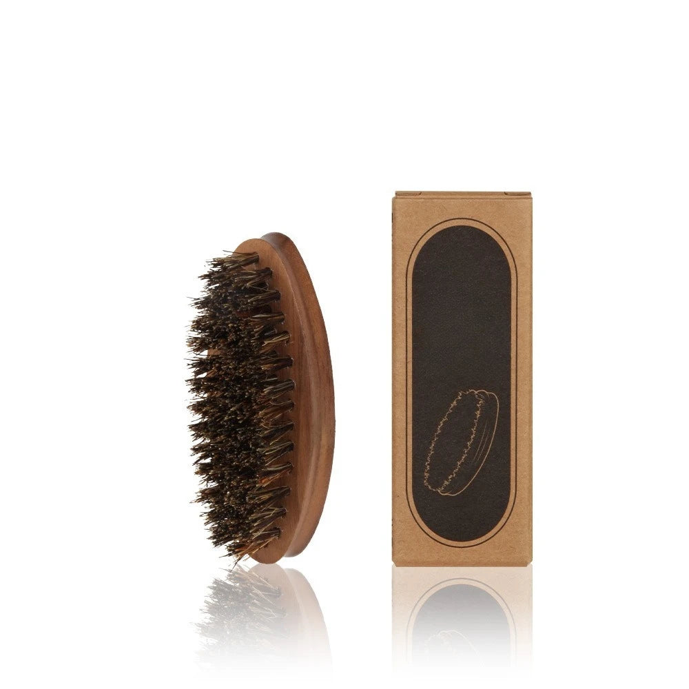 Wood Handle Boar Bristle Beard Brush Shaving Tool Hair Brush Wooden Curved Men Beard Shaving Brush Hair Stylist Mustache Brushes Peaceful Pleasures Health and Wellness Small ellipse