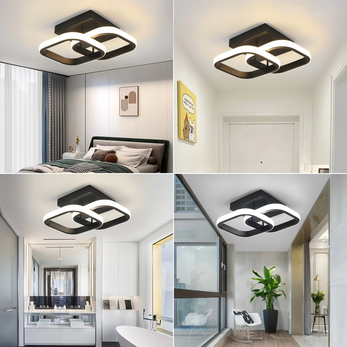 RUNTOIN Nordic LED Ceiling Light | Square Hallway & Porch Lamp