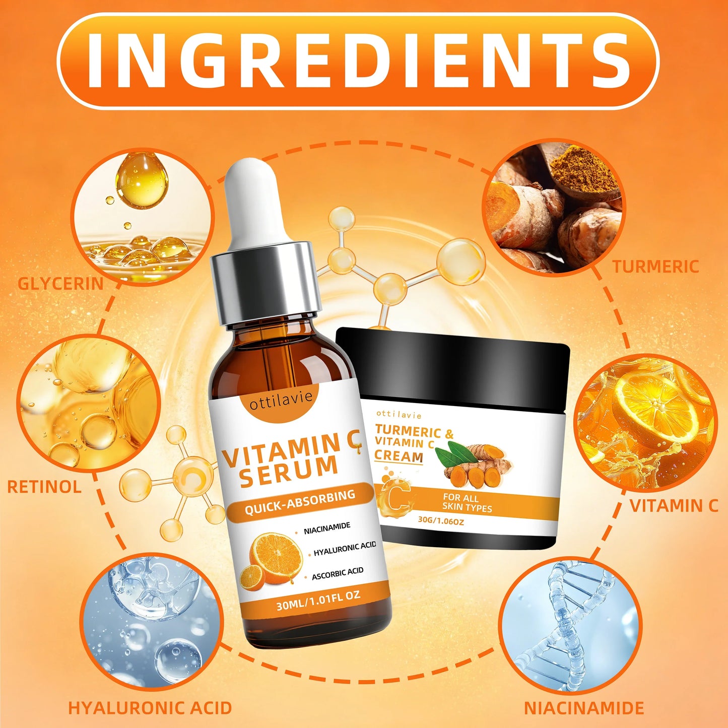 Turmeric & Vitamin C Cream + Serum Duo | All Skin Types