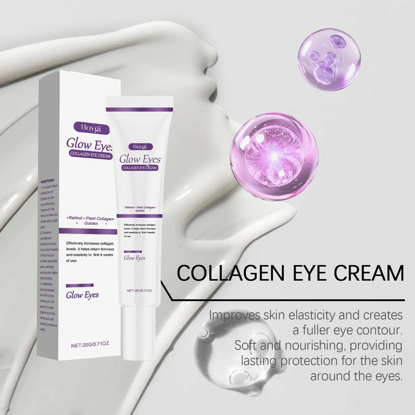 Hoygi Collagen Eye Cream Fade Fine Lines Eye Bags Remover Puffiness Anti Dark Circles Moisturizing Firming Nourishing Eye Care Peaceful Pleasures Health and Wellness