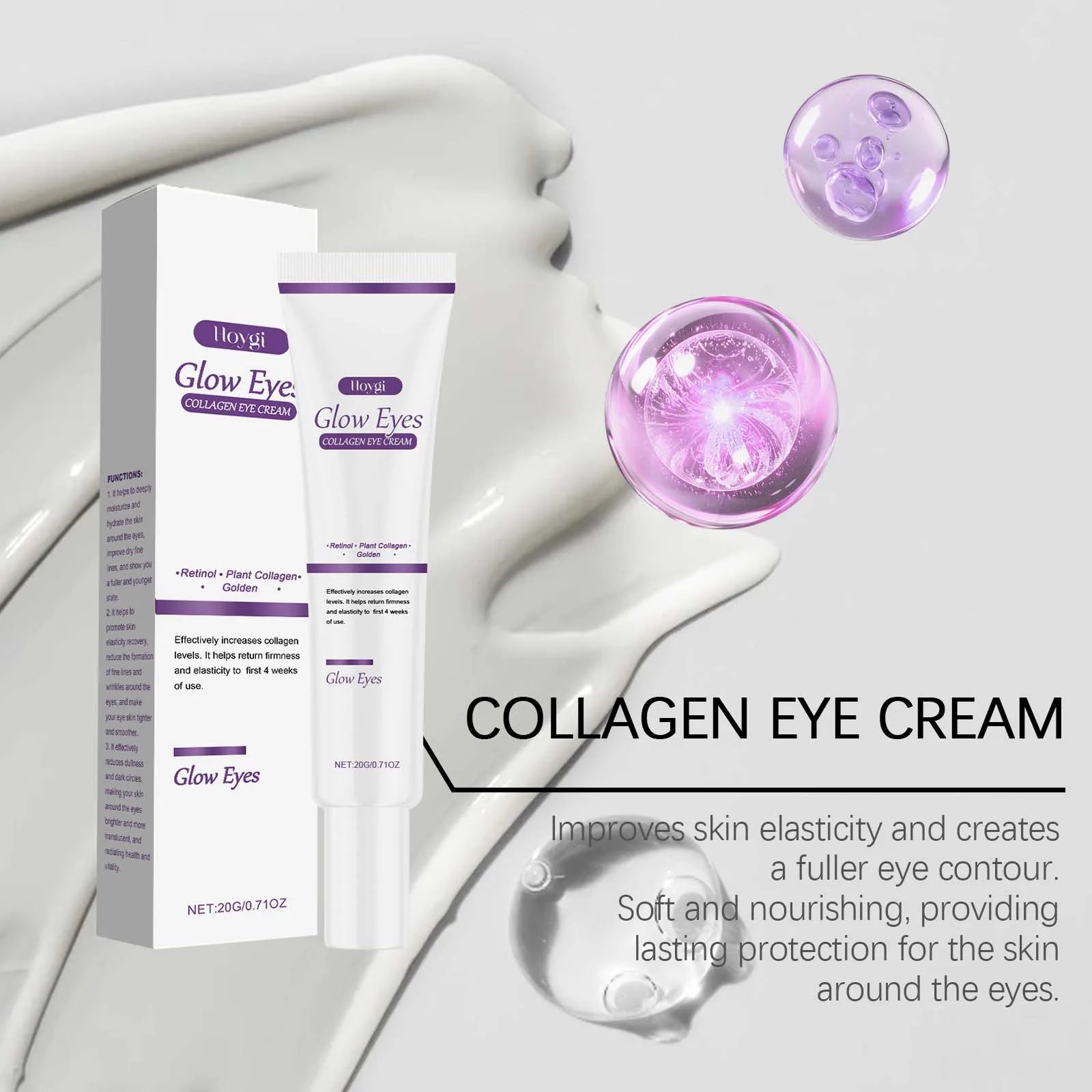 Hoygi Collagen Eye Cream Fade Fine Lines Eye Bags Remover Puffiness Anti Dark Circles Moisturizing Firming Nourishing Eye Care Peaceful Pleasures Health and Wellness