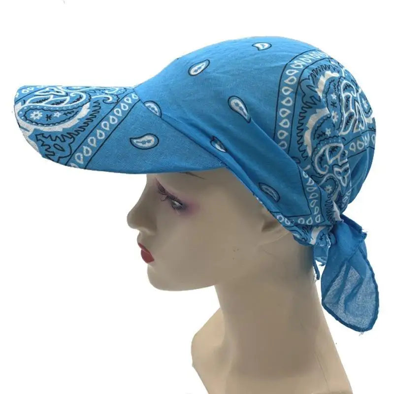Women's Wide Brim Paisley Bandana Sun Hat | UV Brim Cap