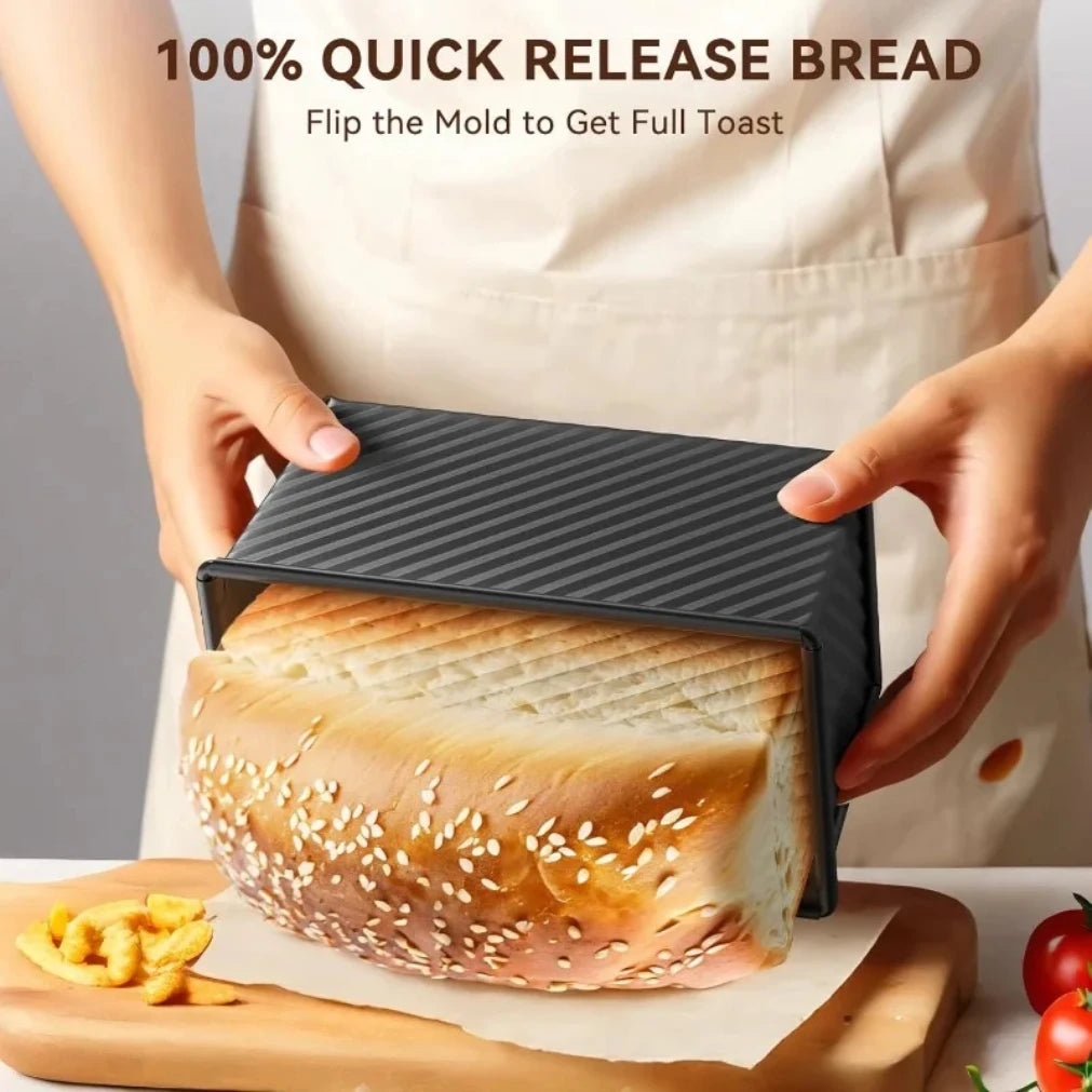 Pullman Loaf Pan with Lid – 1lb Non-Stick Carbon Steel Bread Pan