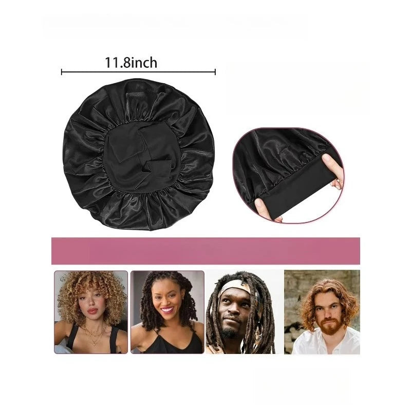 Silk Satin Bonnet for Sleeping Large Wide Soft Band Sleep Cap Women's Curly Hair Braids Protective Style Hair Accessory Peaceful Pleasures Health and Wellness