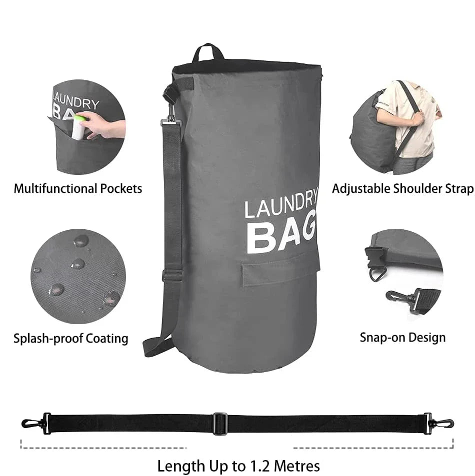 71L Laundry Backpack Bag with Straps, Pocket & Hamper
