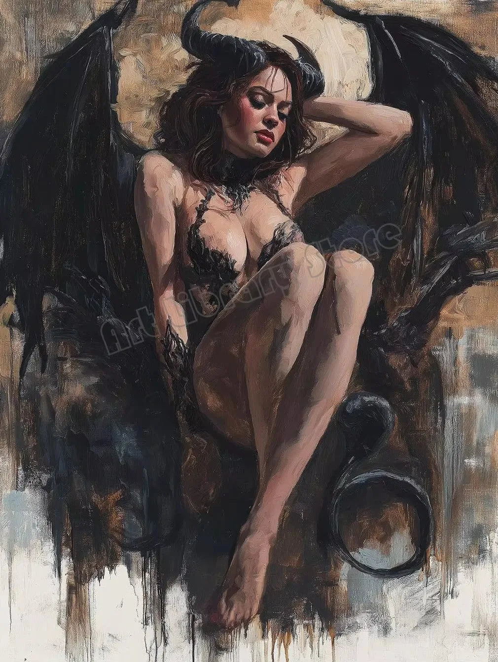 Dark Goddess Gaia/Hecate Greek Mythology Norse Witch Magic Gothic Fantasy Poster Canvas Painting Wall Art Pictures Home Decor Peaceful Pleasures Health and Wellness ZLH5395 20x30cm No Frame