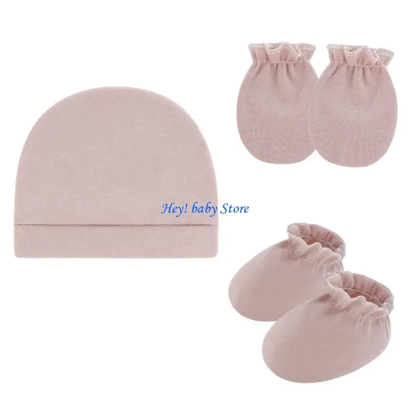 Baby Bonnet Hat Mittens & Booties 3-Piece Set | 0–6 Months