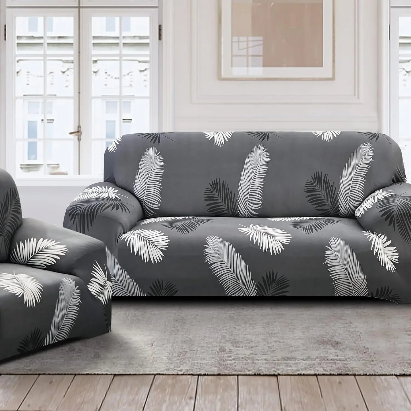 Printed Slipcover Elastic Sofa Covers Stretch Spandex 1/2/3/4 Seater Couch Cover Furniture Protector with 1Pcs Cushion Cover Peaceful Pleasures Health and Wellness