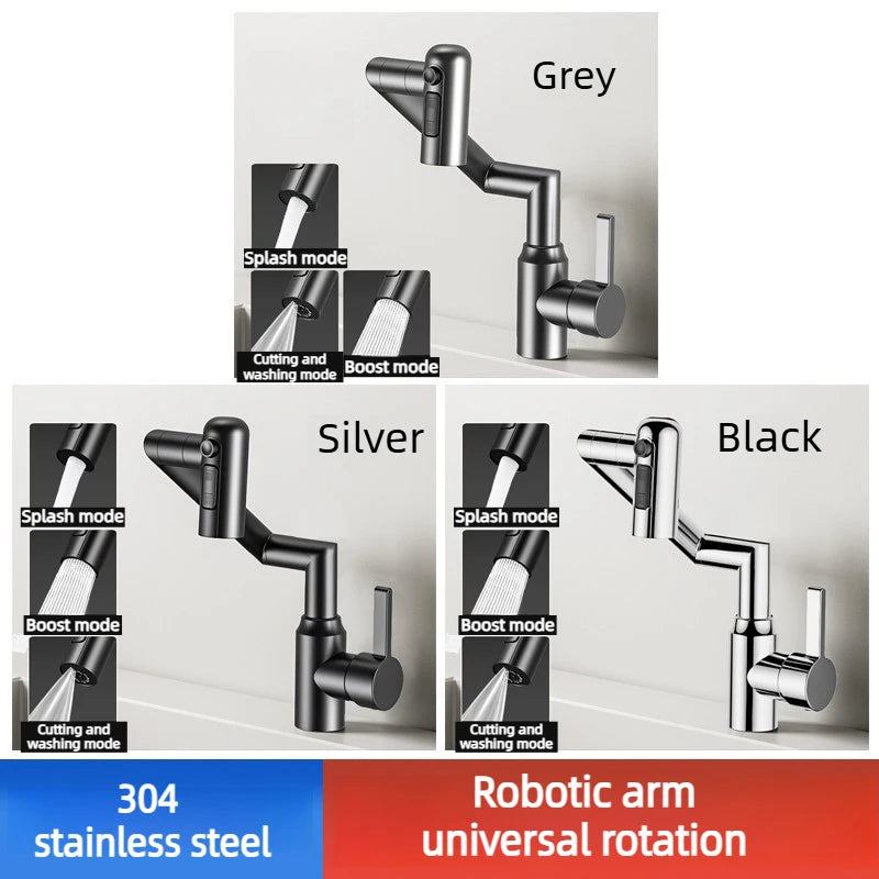 Tubeless Multi-function Digital Display Pull Stainless Steel Faucet Universal Rotation Adjustable 3 Gear Hot Cold Water Faucet Peaceful Pleasures Health and Wellness 1pc random color