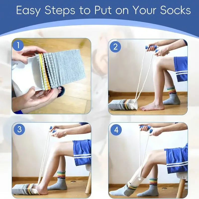 No bending Sock Aid Easy On and Off Stocking Slider Donner Pulling Assist Device Sock Helper Aid Tool Portable Sock Wearing Peaceful Pleasures Health and Wellness