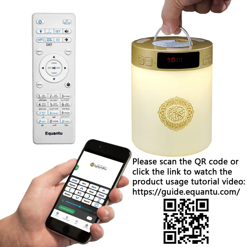 Islamic Azan Clock Quran Bluetooth Speaker & Night Light
