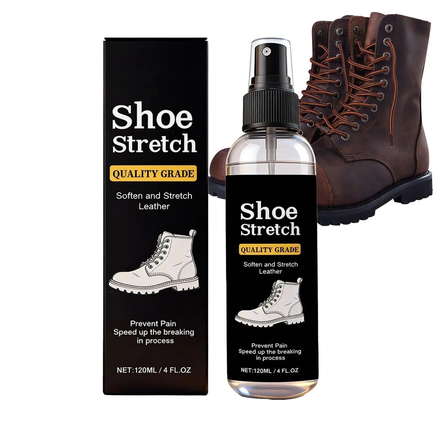 120ml Shoe Stretcher Spray Softening Stretching Liquid Professional Boot Stretcher Spray Leather Shoe Cleaning Gloss Care Spray Peaceful Pleasures Health and Wellness