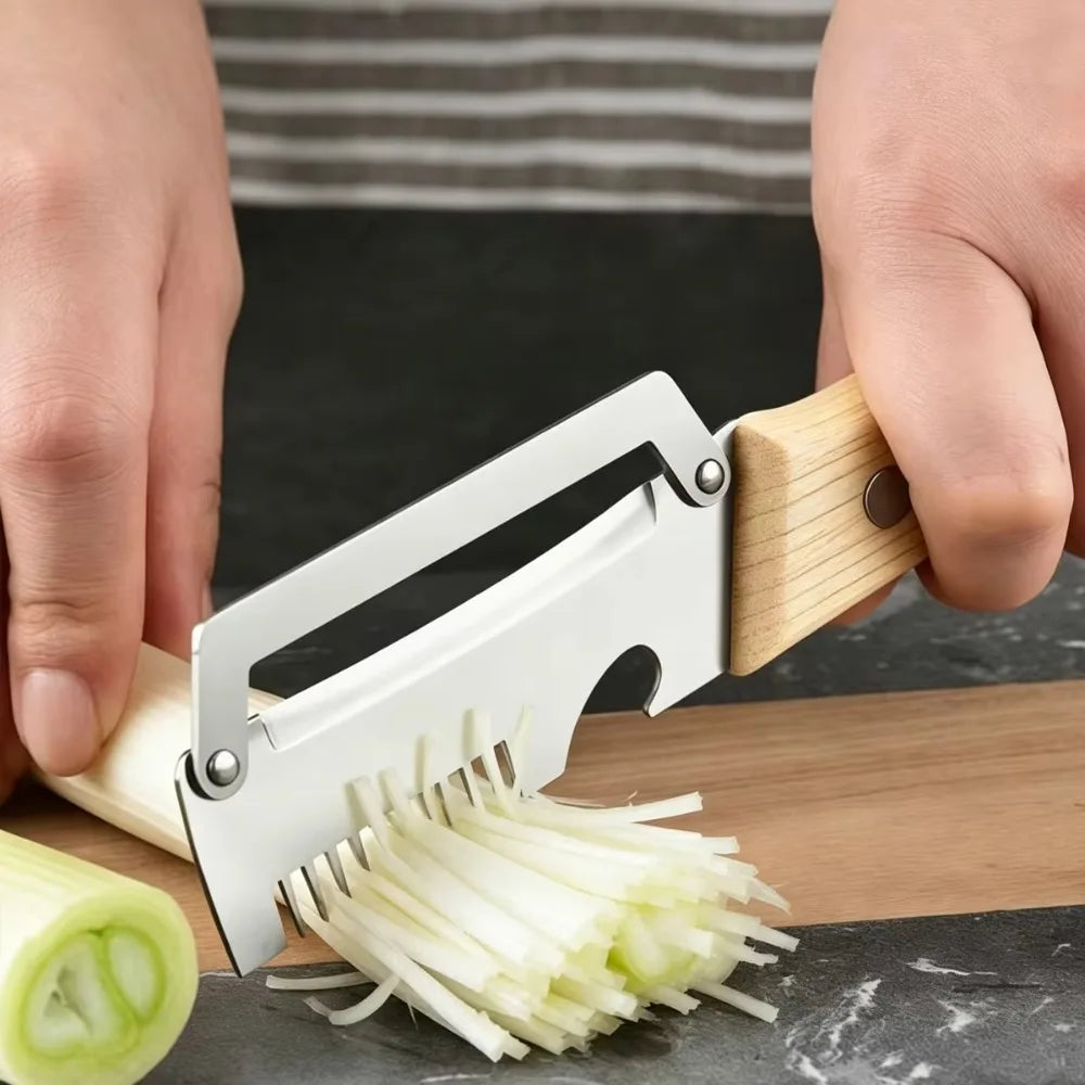 3-in-1 Stainless Steel Vegetable Peeler with Wood Handle