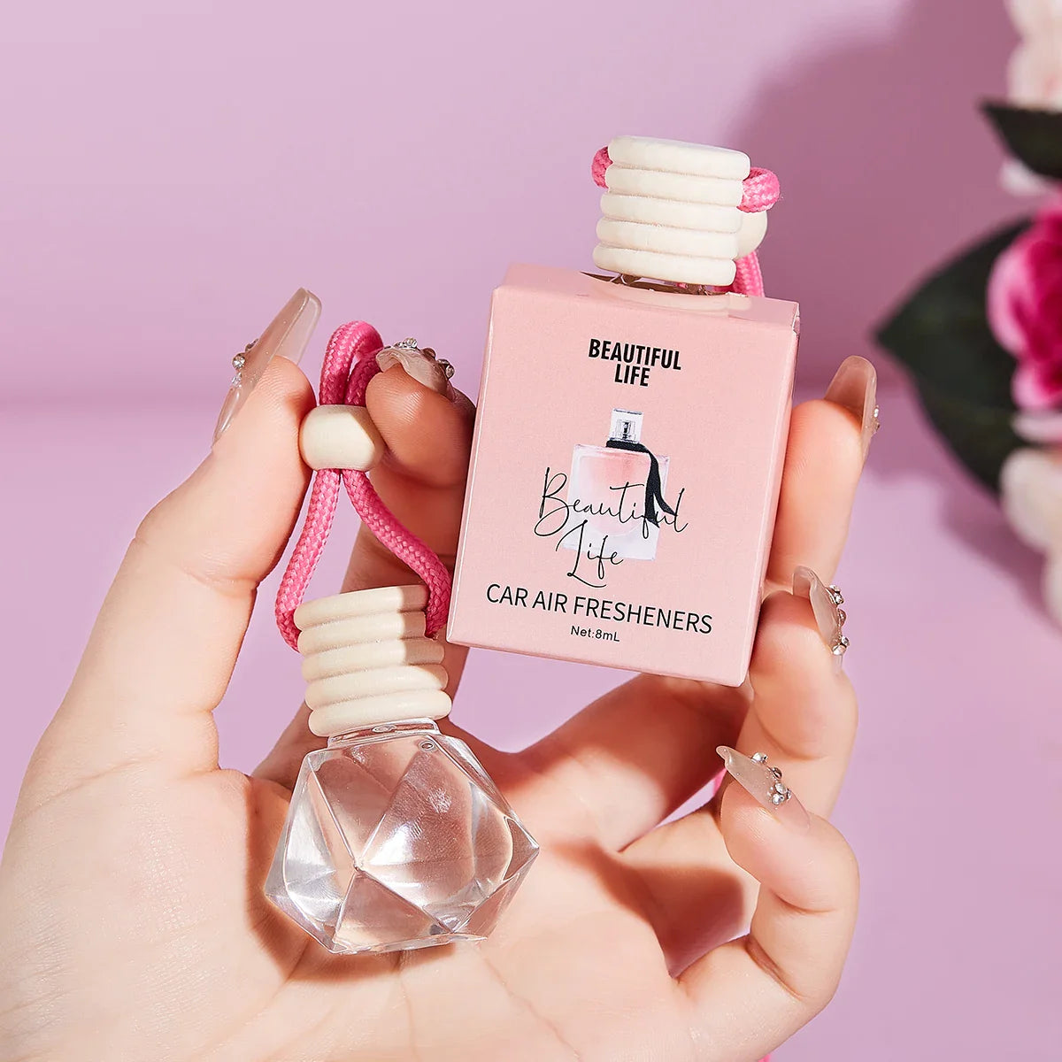 Pink Car Air Freshener Perfume Pendant – Fresh Scent