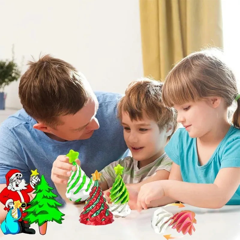 3D Printed Spiral Christmas Tree Fidget Toy | Dual-Color Swirl