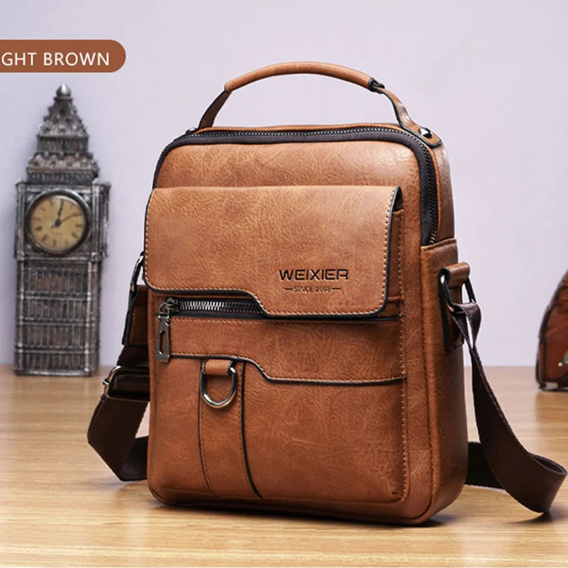 Men's Genuine Leather Crossbody Bag Shoulder Bags Vintage Handbags Business Bag Peaceful Pleasures Health and Wellness