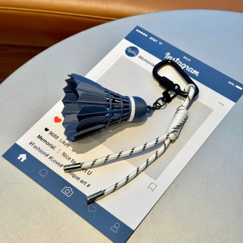 Dark Blue Badminton Keychain Pendant | Sports Backpack Charm