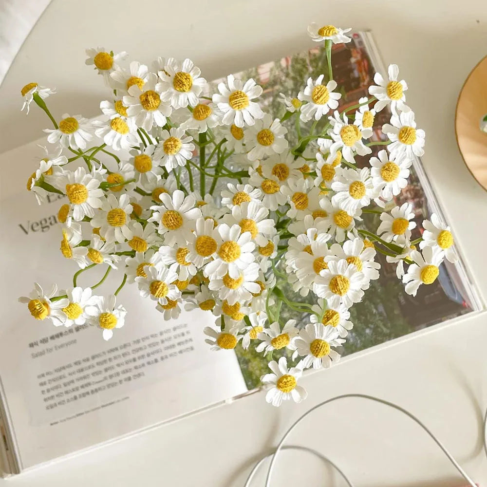 White Artificial Daisy Bouquets 36 Pcs Fake Spring Flowers Décor