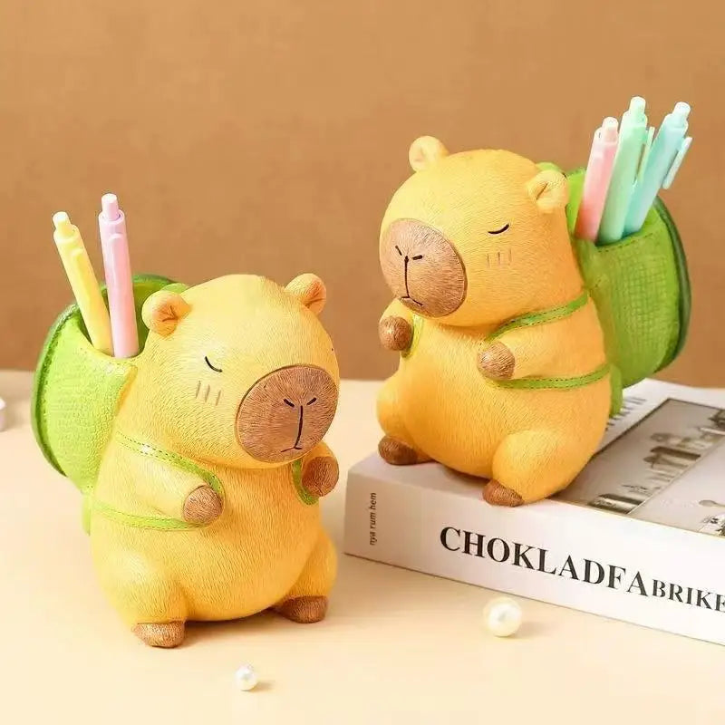 Creative Cute Capybara Pen Holder Large Capacity Portable Makeup Brush Holder Multi Functional Cartoon Stationery Storage Box Peaceful Pleasures Health and Wellness