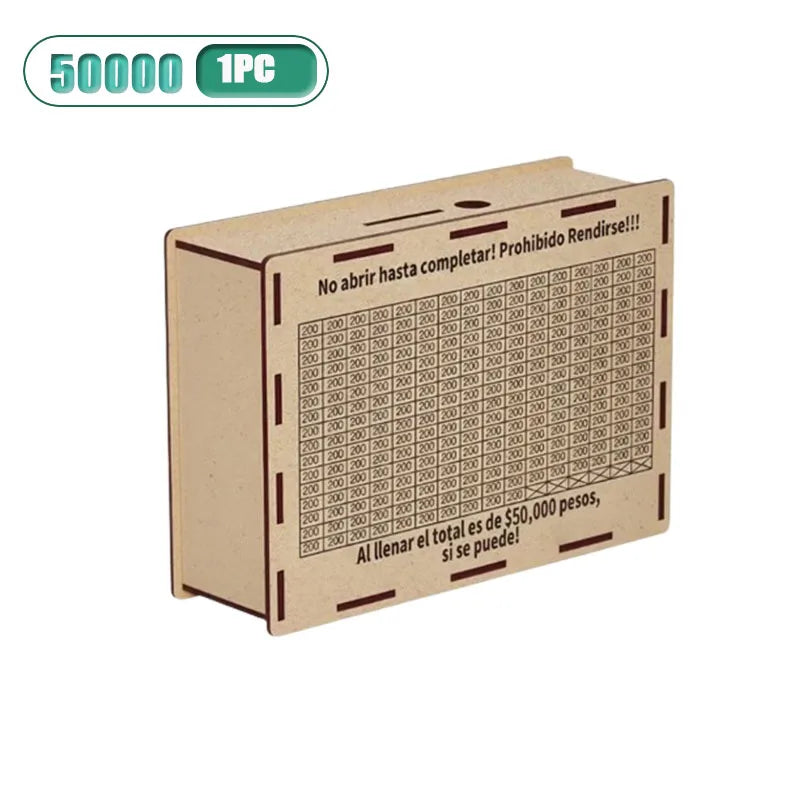 Wooden Money Savings Box – Kids Piggy Bank USD/Euro Style