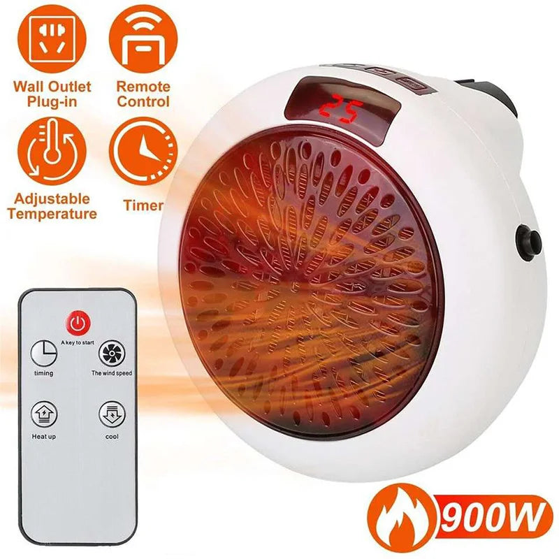Electric Heater Portable Ptc Ceramic Hot Air Fan Household Desktop Wall Mounted Round Home Mini Appliances Winter Heater Peaceful Pleasures Health and Wellness