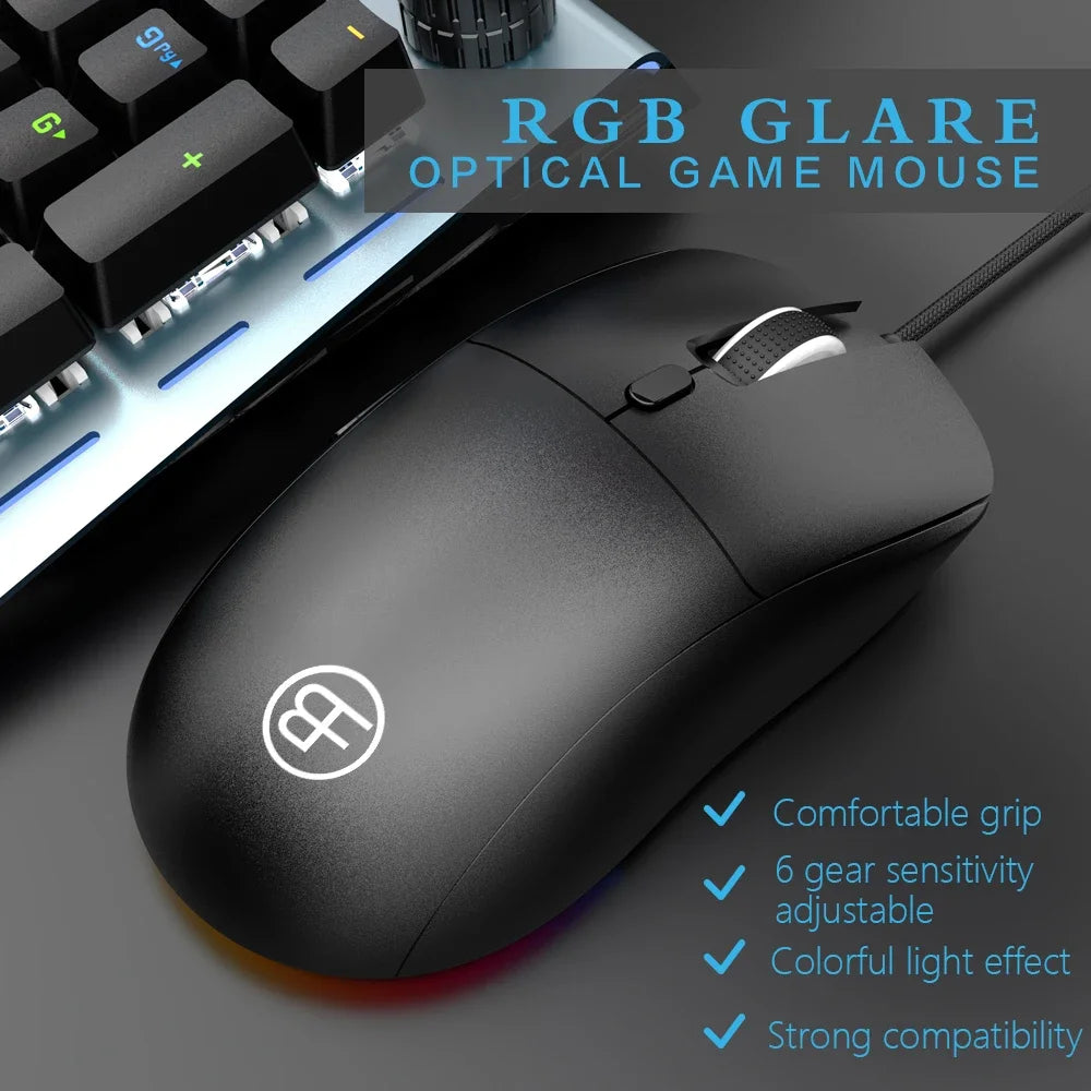 Wired Mouse USB Wired Computer Mouse DPI Adjustable 6-Button Ergonomic Mice Home Office Mouse for Laptop PC Desktop Notebook Peaceful Pleasures Health and Wellness