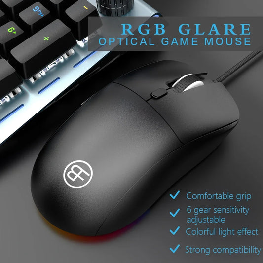 Wired Mouse USB Wired Computer Mouse DPI Adjustable 6-Button Ergonomic Mice Home Office Mouse for Laptop PC Desktop Notebook Peaceful Pleasures Health and Wellness