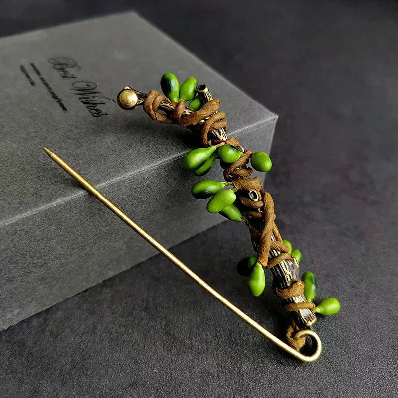 Large Vintage Fruit Plant Brooch Pin for Sweater & Cardigan