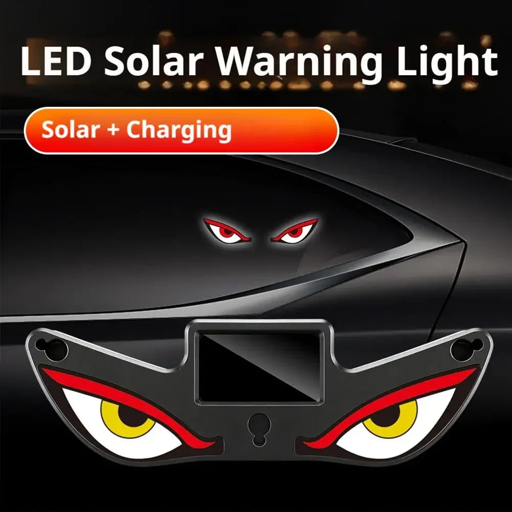 Cool Demon's Eye Car LED Light Solar Powered Blinking Moving Eyes Car Decoration Lamp Rear Windshield Atmosphere Light Peaceful Pleasures Health and Wellness