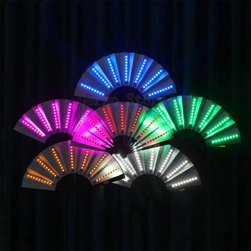 LED Glow Folding Hand Fan – Rave, Festival & Party Accessory