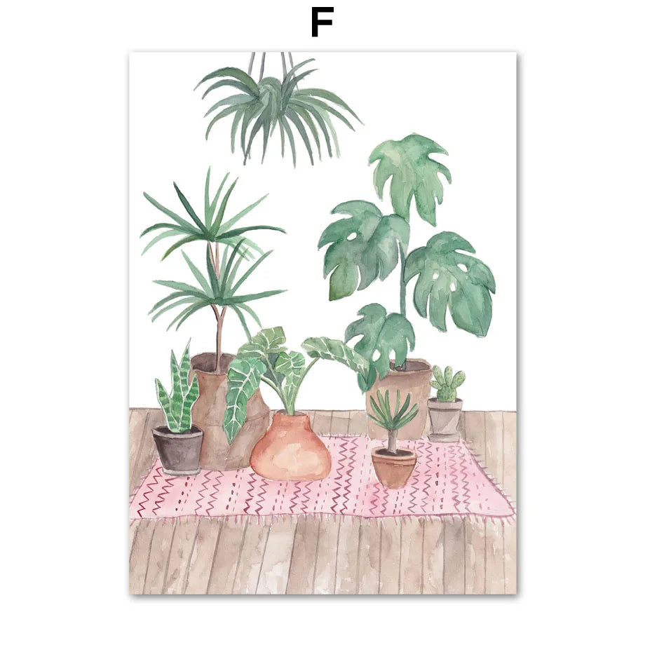 Watercolor Travel Wall Art Mural Boho Cityscape Beach Landscape Prints Girl Plant Modern Aesthetic Canvas Posters Home Decor Peaceful Pleasures Health and Wellness F 40x60cm Unframed