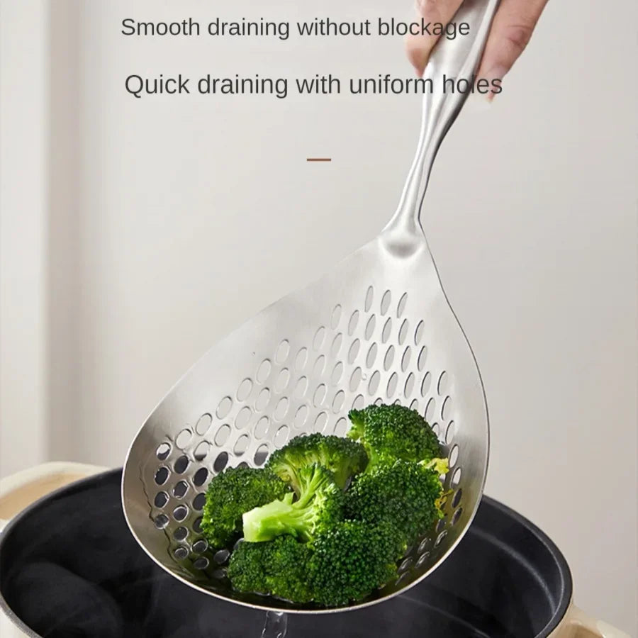 Large Stainless Steel Skimmer Spoon | Heavy Duty Colander Strainer