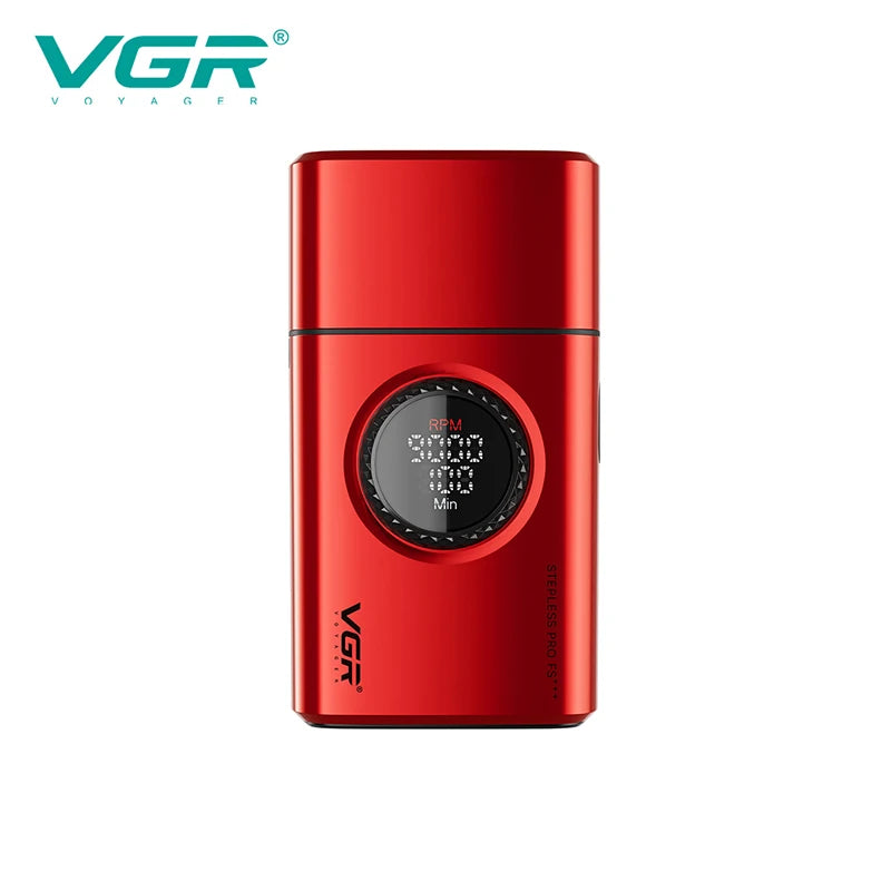 VGR high-end men's shaver alloy reciprocating three blade shaver LED intelligent digital display 9000 speed hair trimmer V-378 Peaceful Pleasures Health and Wellness USB